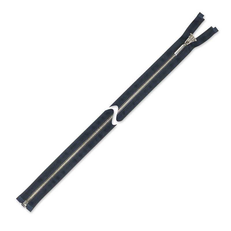 Zamek błyskawiczny 65 cm metalowy granatowy srebrny