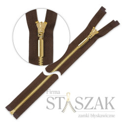 Zamek błyskawiczny 85 cm metalowy brązowy złoty